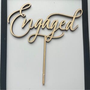 Gold Wood Custom Engaged Cake Topper